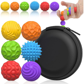Sensorische Magnetkugeln, buntes Set (8 Stück), mit Etui, Größe S