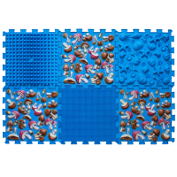 Orthopädische Sensorik Strukturmatten Puzzle "Mix" 6 Elemente Blauer Pilz