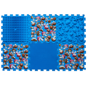 Orthopädische Sensorik Strukturmatten Puzzle "Mix" 6 Elemente Blauer Pilz