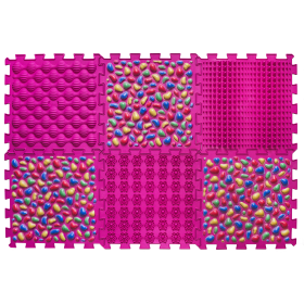 Orthopädische Sensorik Strukturmatten Puzzle "Mix" 6 Elemente Rosa Kieselsteine