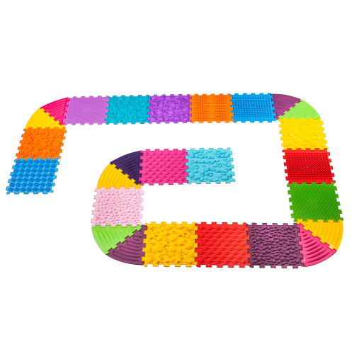 Orthopädische Sensorik Strukturmatten "Puzzle" 16 Elemente + 10 Dreiecke