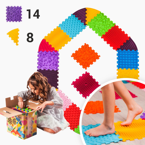 Orthopädische Sensorik Strukturmatten "Puzzle" 14 Elemente + 8 Dreiecke