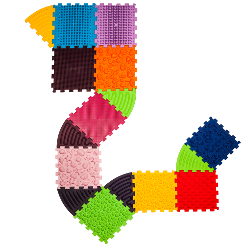Orthopädische Sensorik Strukturmatten "Puzzle" 10 Elemente + 6 Dreiecke