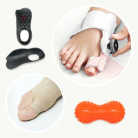 Set zur Behandlung des Hallux valgus: Hallux valgus Schiene, Bandage mit Gelpolsterung, Trainingsgerät, orthopädische Einlagen, Massageball