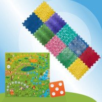 Orthopädische Sensorik Strukturmatten für Kinder und Erwachsene Puzzle "Mix" 10 Elemente mit Spiel Waldabenteuer
